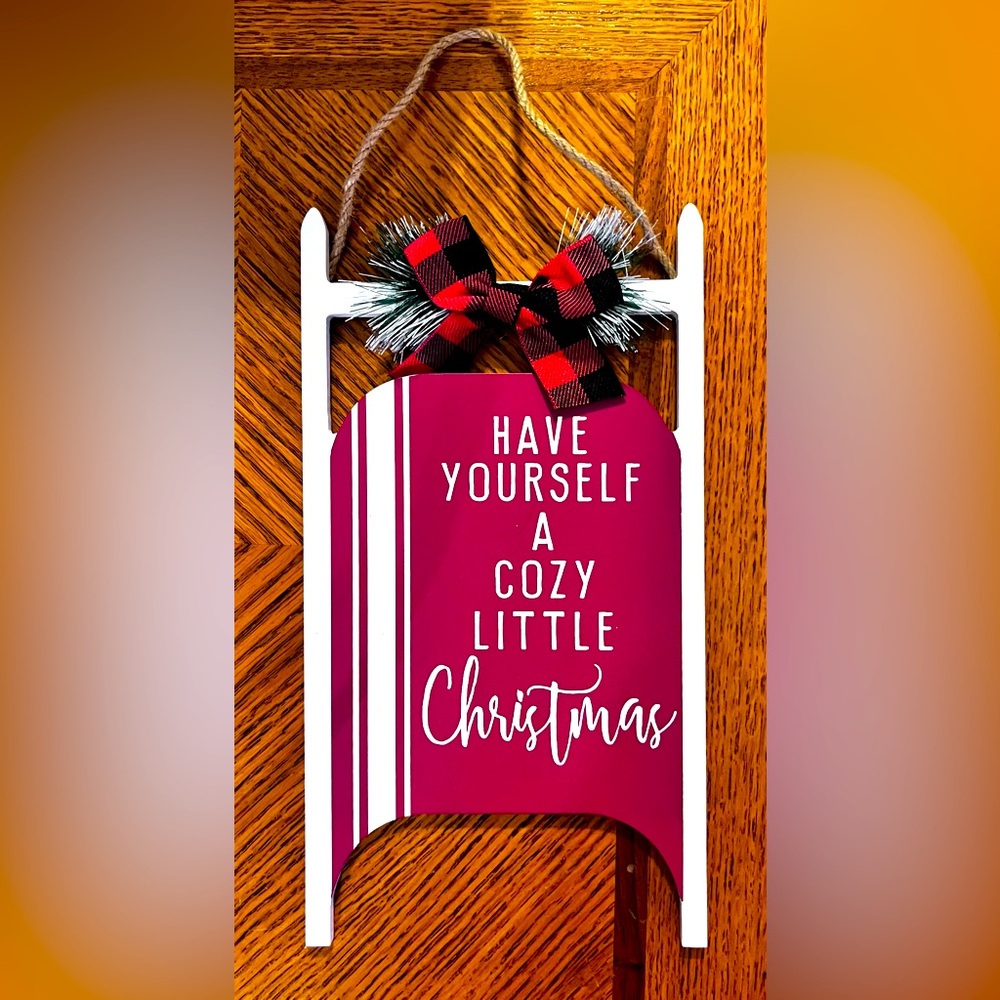 "Cozy Little Christmas" Sled Plaque (wooden)
